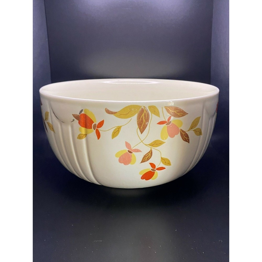 Hall Jewel Large Mixing Bowl 9" Porcelain Tea Autumn Leaf VINTAGE (17) - Picture 5 of 7